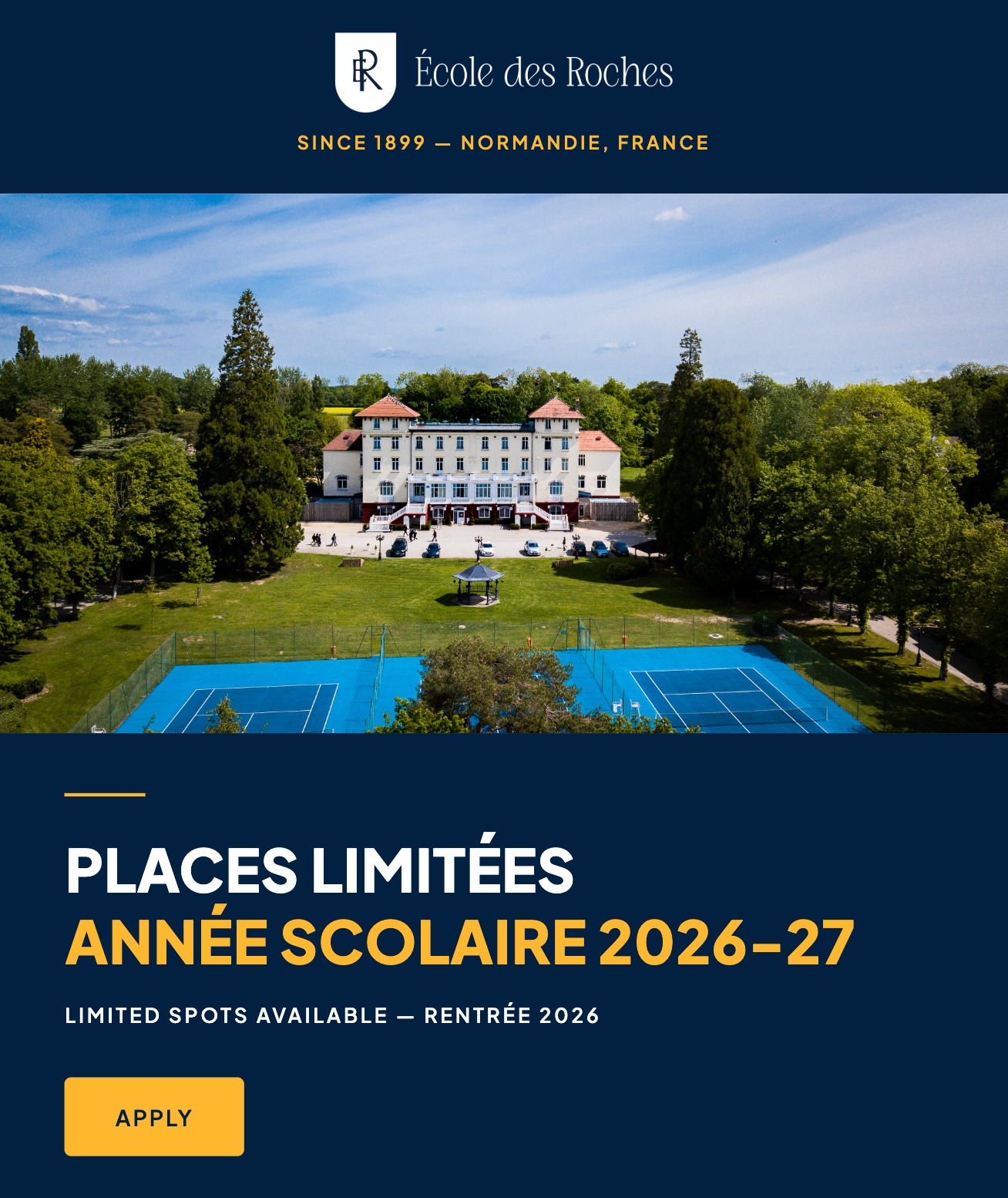 PLACES LIMITÉES ANNÉE SCOLAIRE 2026-27
