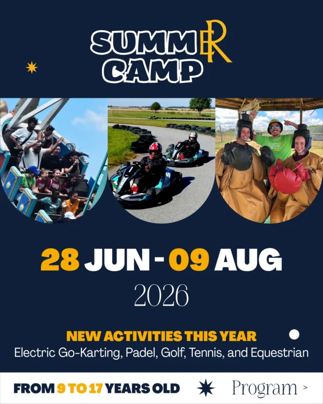 Get ready for an unforgettable Summer Camp 2026 at École des Roches. 

With brand-new activities, enhanced programs and a truly international community, this year’s edition offers an even richer experience for campers aged 9 to 17. Across the slides, discover what makes our Summer Camp unique: exciting new sports, immersive cultural excursions, tailored academic and athletic pathways, and the comfort of our historic Normandy campus. 

A summer built around friendship, fun and personal growth — all within a safe and inspiring environment on our exceptional campus. Swipe to explore the 2026 experience.