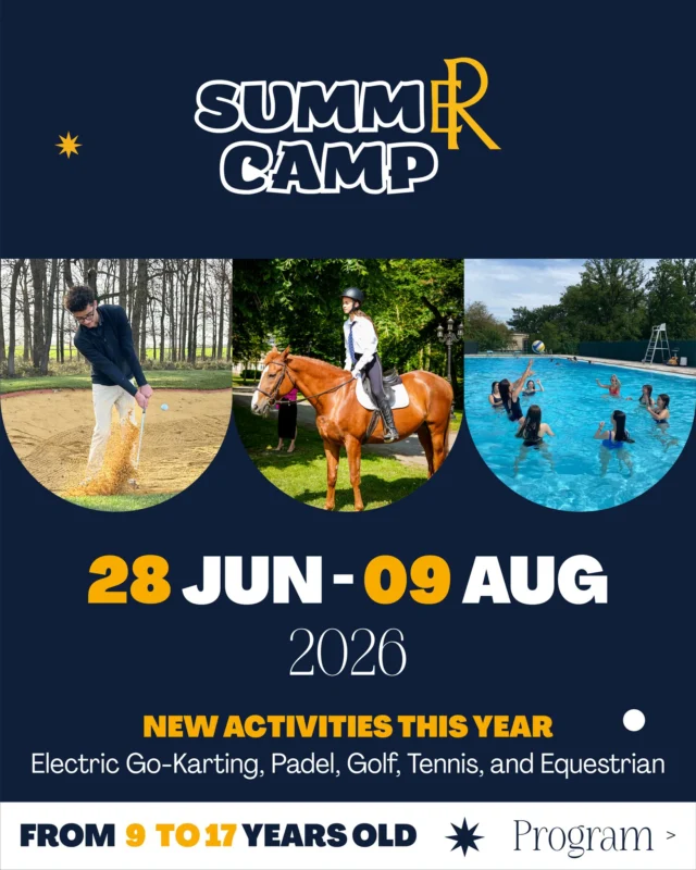 Get ready for an unforgettable Summer Camp 2026 at École des Roches. 

With brand-new activities, enhanced programs and a truly international community, this year’s edition offers an even richer experience for campers aged 9 to 17. Across the slides, discover what makes our Summer Camp unique: exciting new sports, immersive cultural excursions, tailored academic and athletic pathways, and the comfort of our historic Normandy campus. 

A summer built around friendship, fun and personal growth — all within a safe and inspiring environment on our exceptional campus. Swipe to explore the 2026 experience.